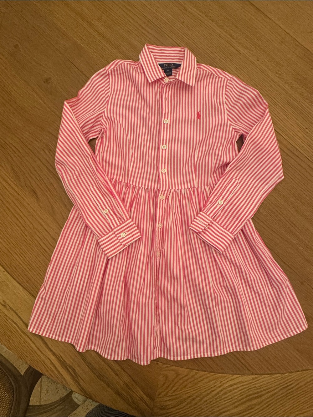Ralph Lauren Pink & White Striped Button-Up Dress
